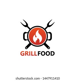 Grill Food Logo Template Design Vector, Emblem, Design Concept, Creative Symbol, Icon