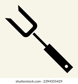 Grill Fork solid icon. Barbecue steel fork symbol, glyph style pictogram on beige background. Bbq cooking utensils sign for mobile concept and web design. Vector graphics