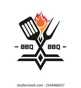 Grill fork and spatula barbeque grill illustration
