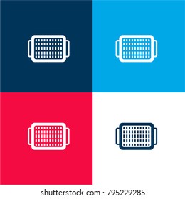 Grill four color material and minimal icon logo set in red and blue