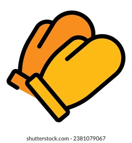 Grill gloves icon outline vector. Bbq meat. Steak food color flat