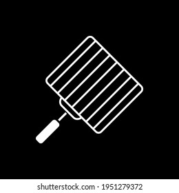 Grill grate dark mode glyph icon. Barbecue grid for cooking meat. BBQ appliance. Utensil for cookery. Tool for food prepration. White silhouette symbol on black space. Vector isolated illustration