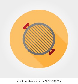 Grill grate icon. BBQ. Icon for web and mobile application. Vector illustration of a button with a long shadow. Flat design style.