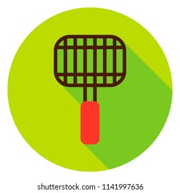 Grill Grates Circle Icon. Flat Design Vector Illustration with Long Shadow.