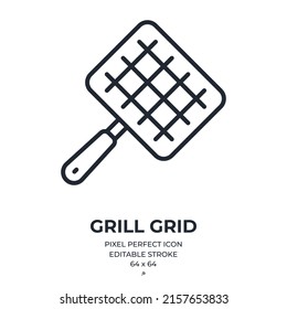 Grill grid editable stroke outline icon isolated on white background flat vector illustration. Pixel perfect. 64 x 64.