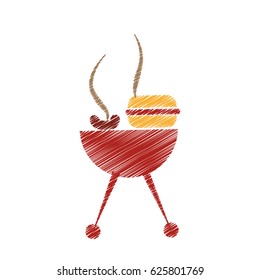 grill with hamburger drawing icon