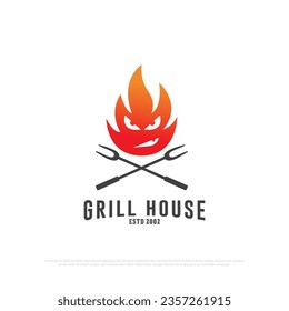 grill house barbeque logo design vector,food and beverages logo icon vector illustration, best for for restaurant and bar logo 