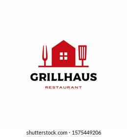 grill house fork spatula logo vector icon illustration
