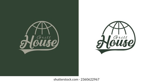 Grill house. Grill lettering illustration. Grill label badge emblem