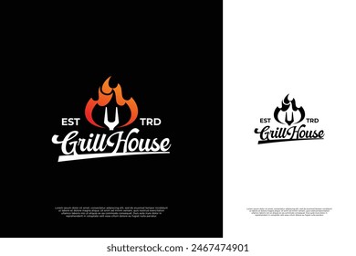 Grill house logo design. Barbecue logo. Creative lettering design