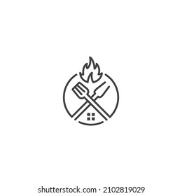 Grill house, restaurant. Vector logo icon template