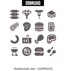 grill icon. 16 grill vector set. sardines, burger, chicken and sandwich icons for web and design about grill theme