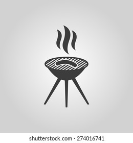 The grill icon. Barbeque symbol. Flat Vector illustration