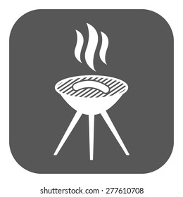 The grill icon. Barbeque symbol. Flat Vector illustration. Button