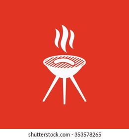 The grill icon. Barbeque symbol. Flat Vector illustration