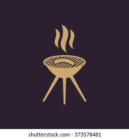 The grill icon. Barbeque symbol. Flat Vector illustration