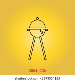 Grill icon, charcoal grill icon, minimal grill vector icon
