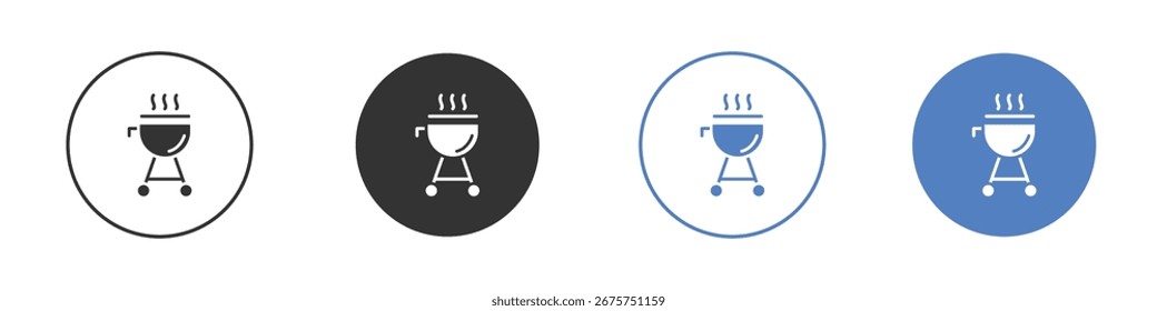 Grill-Icon-Sammlung für App in schwarz-blauen Farben
