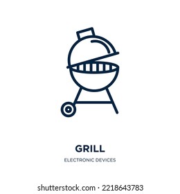  grill icon from electronic devices collection. Thin linear  grill, steak, cooking outline icon isolated on white background. Line vector  grill sign, symbol for web and mobile