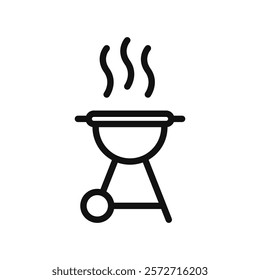 Grill icon flat line symbol set.