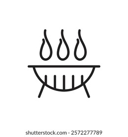 Grill icon Flat vector set outline