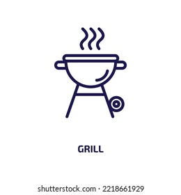  icono de la parrilla de la colección de alimentos. Parrilla lineal delgada, parrilla, icono de contorno aislado en fondo blanco. Señal de parrilla de vector de línea, símbolo para web y móvil