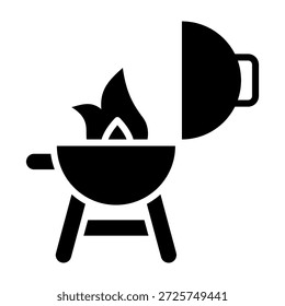 Ilustración vectorial de estilo de glifo de icono de parrilla