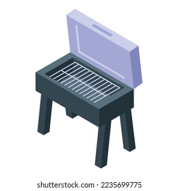 Grill icon isometric vector. Bbq food. Meat picnic