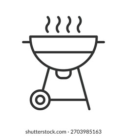 Grill icon in line design. grill, barbecue grills, outdoor cooking, cooking grill, home bbq on white background vector. grill editable stroke icon