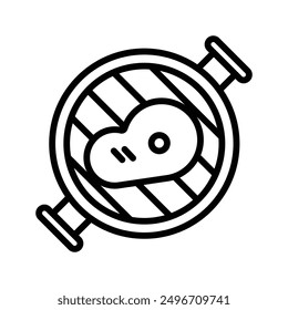 Icono de parrilla lineal logo marca en blanco y negro