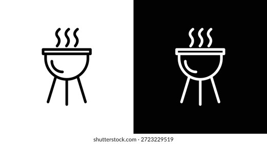 Grill icon logo concept in strokes