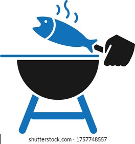 grill icon. Outdoor grill vector icon illustration isolated on white background