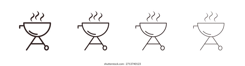 Símbolo de contorno de icono de parrilla. Colección de trazo editable.