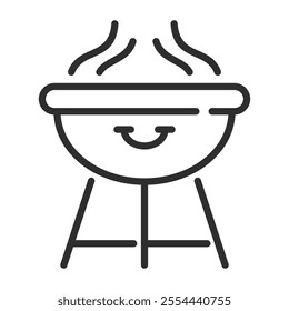 Grill icon, Party and celebration symbol outline icon, editable vector illustration and transparent graphic element. Isolated on white background