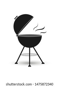 Grill icon with grill grill for roasting meat on coals, simple flat design.