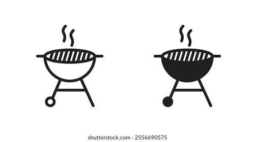 Grill icon set in Thin line black color.