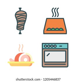 grill icon set. vector set about meat, kebab and oven icons set.
