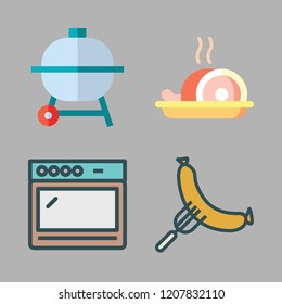 grill icon set. vector set about sausage, barbecue, meat and oven icons set.