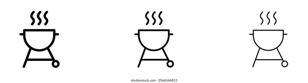 Grill icon in tree different line stroke sizes.