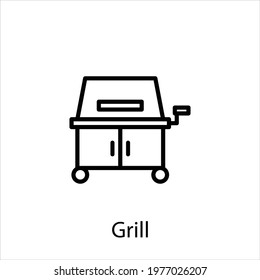 grill icon vector icon.Editable stroke.linear style sign for use web design and mobile apps,logo.Symbol illustration.Pixel vector graphics - Vector