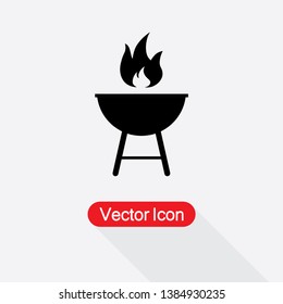 Grill Icon Vector Illustration In Flat Style Eps10