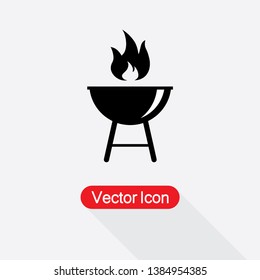 Grill Icon Vector Illustration In Flat Style Eps10