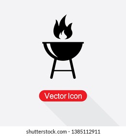 Grill Icon Vector Illustration In Flat Style Eps10