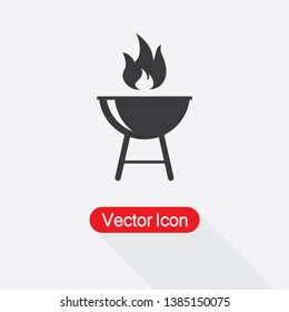 Grill Icon Vector Illustration In Flat Style Eps10