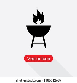 Grill Icon Vector Illustration In Flat Style Eps10