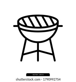 Vector de icono de parrilla, plantilla de logotipo de ilustración