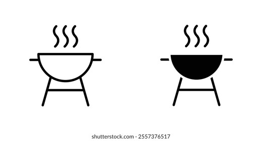 Grill Icon vector. liner and flat style icons set.