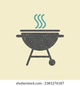 Grill icon, vector sign, flat pictogram BBQ. Vector symbol of camping in retro style