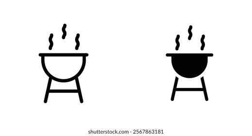 Grill icons collection in Filled flat and thin line style.