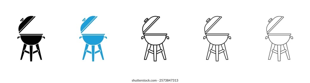 Grill icons in filled and 3 stroke weights